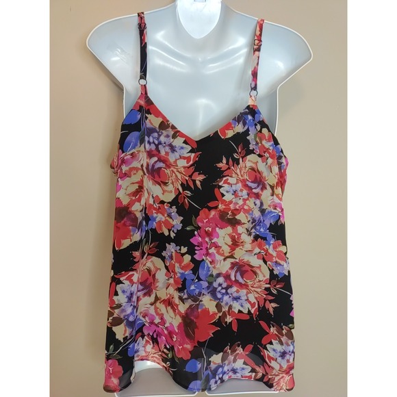 Torrid Sophie Black Floral Lined Chiffon Cami Tank Top Size 00 (M/L)‎ - Picture 3 of 7